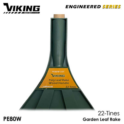 Viking Poly Leaf Rake 22-Tines for Gardening Wooden Handle 60-Inch Heavy Duty (Kalaykay ng dahon)