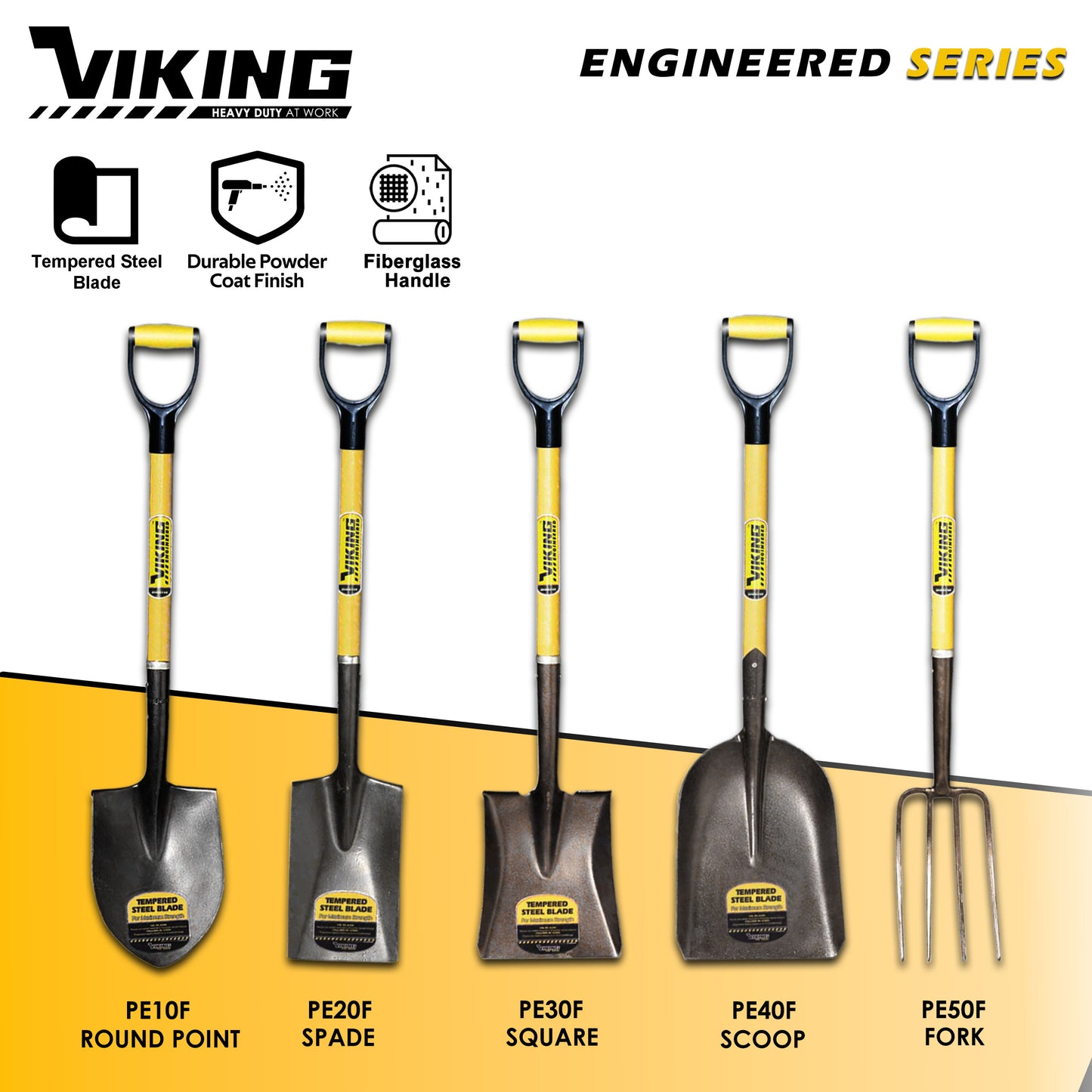 VIKING Engineered Series Shovel Fiberglass Handle Power D-Grip (Gardening and Digging)