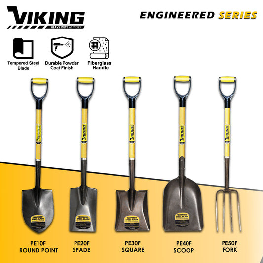 VIKING Engineered Series Shovel Fiberglass Handle Power D-Grip (Gardening and Digging)