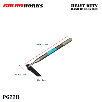 Galba Works Heavy Duty Hand Garden Hoe | 100% Metal | Powder Coated | Weeding & Soil Shaping Tool