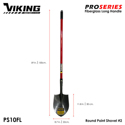VIKING Pro Series Shovel Red Fiberglass Handle Power D-Grip (Pala) Heavy Duty