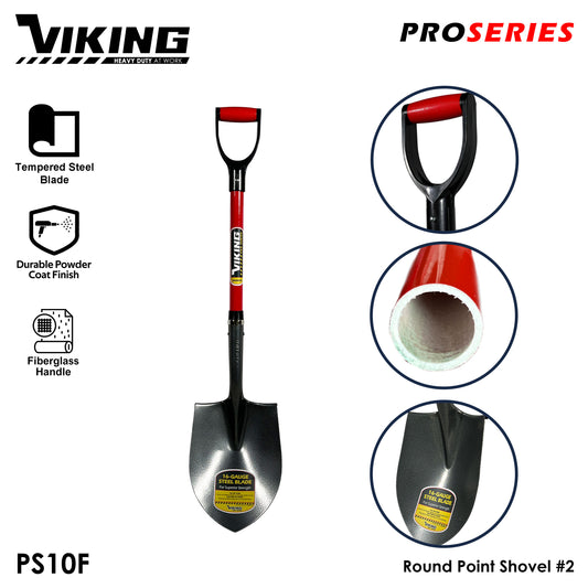 VIKING Pro Series Shovel Red Fiberglass Handle Power D-Grip (Pala) Heavy Duty