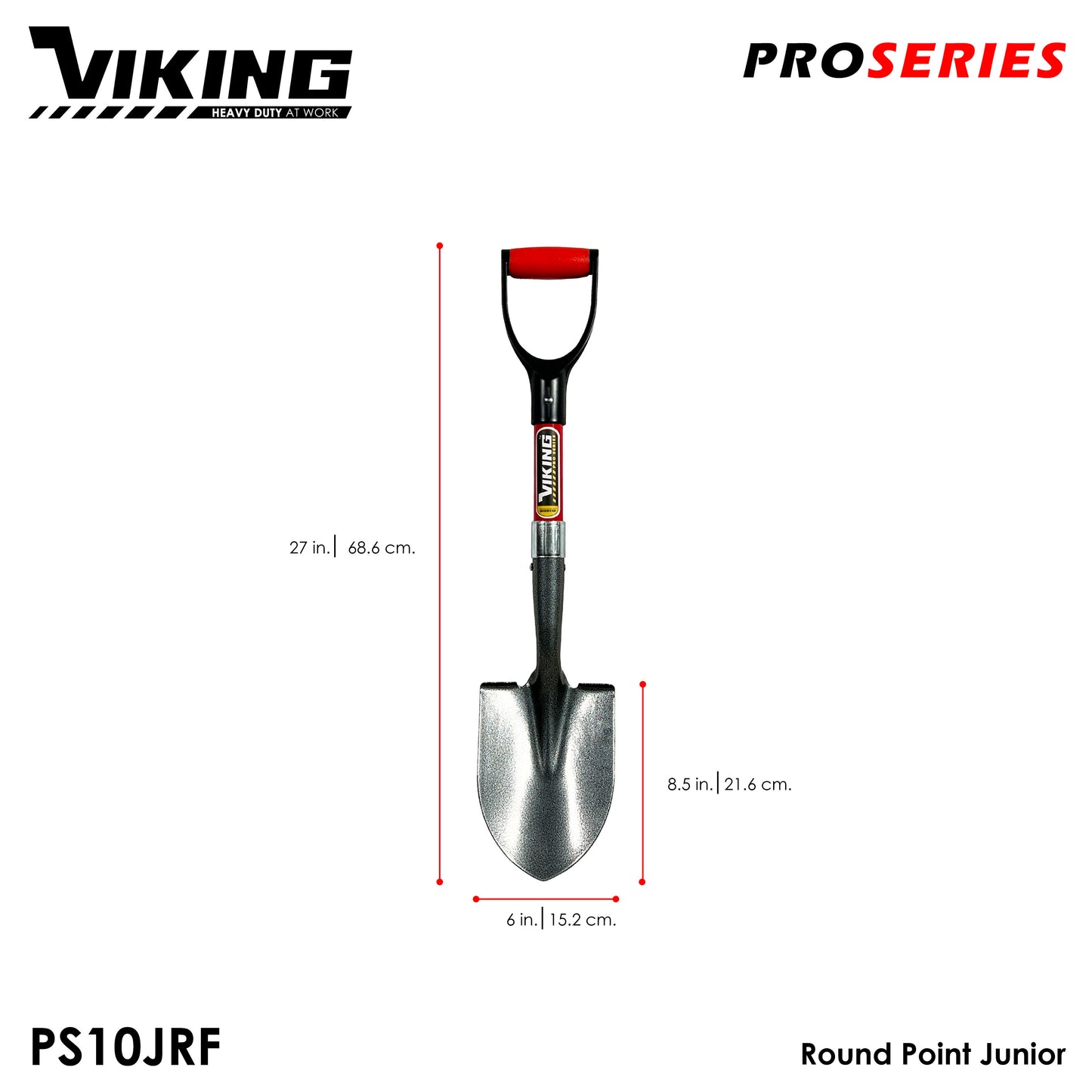 VIKING Pro Series Shovel Red Fiberglass Handle Power D-Grip (Pala) Heavy Duty