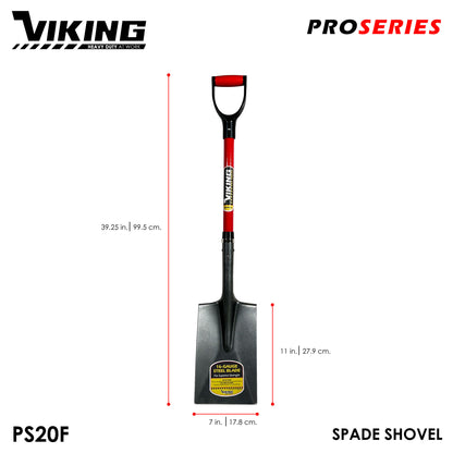 VIKING Pro Series Shovel Red Fiberglass Handle Power D-Grip (Pala) Heavy Duty