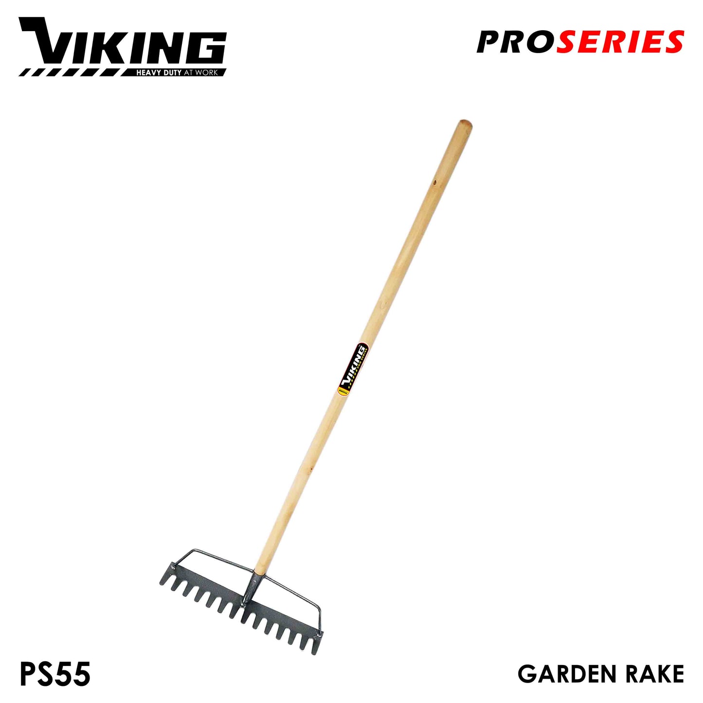 VIKING Garden Rake 14 Tines for Gardening Wooden Handle 48-Inch