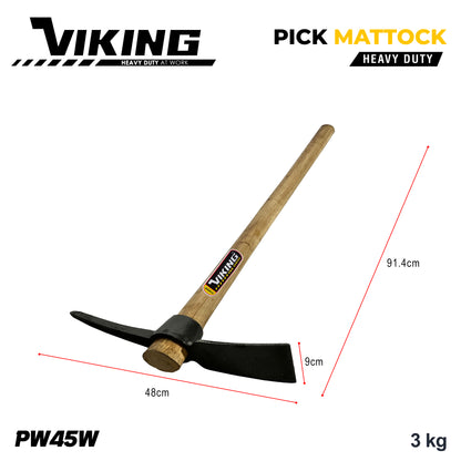 Viking 4.5lb Pick Mattock for Gardening  Heavy Duty Tool for Digging Planting Loosening Soil