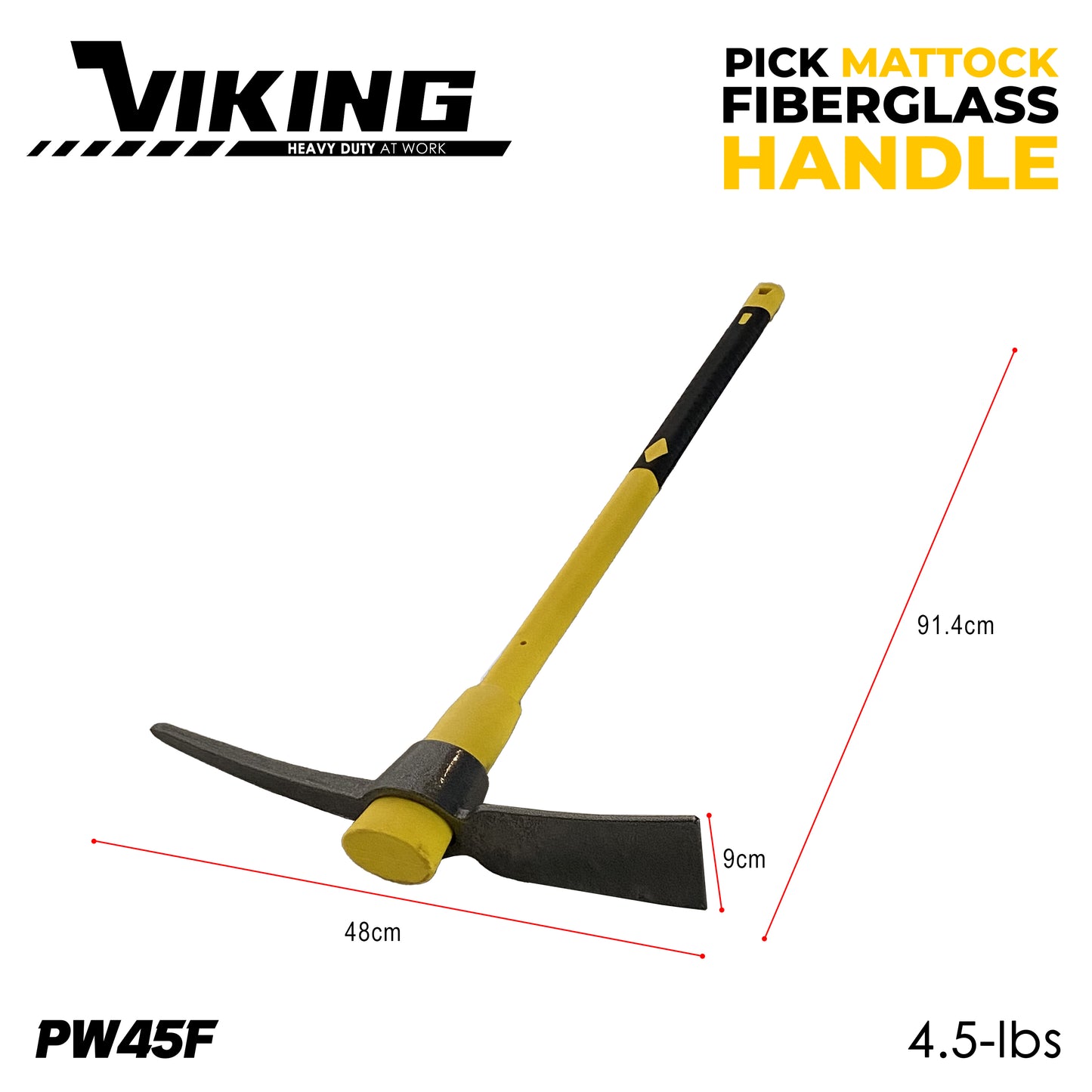 Viking 4.5lb Pick Mattock for Gardening  Heavy Duty Tool for Digging Planting Loosening Soil