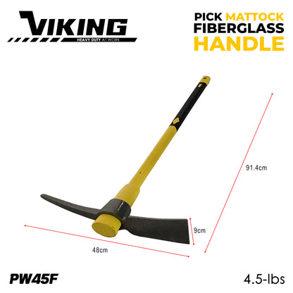 Viking 4.5lb Pick Mattock for Gardening  Heavy Duty Tool for Digging Planting Loosening Soil
