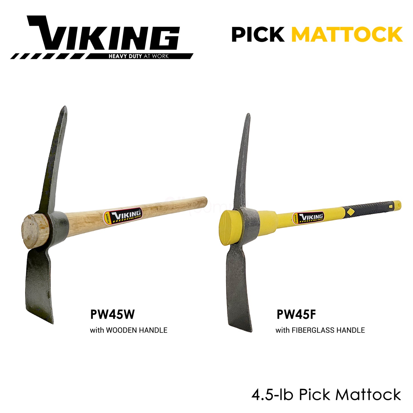 Viking 4.5lb Pick Mattock for Gardening  Heavy Duty Tool for Digging Planting Loosening Soil