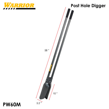Warrior Post Hole Digger Heavy Duty ALL METAL Handle 58-Inch for Gardening and Digging
