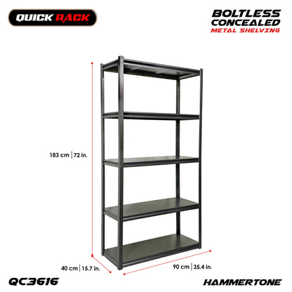 QUICK RACK Boltless All Metal Concealed Post Storage Rack Shelving 150kg Capacity