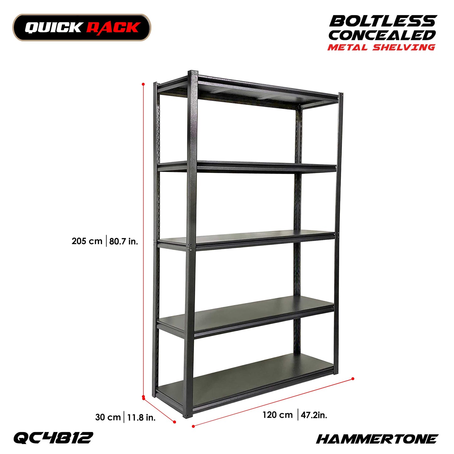 QUICK RACK Boltless All Metal Concealed Post Storage Rack Shelving 150kg Capacity