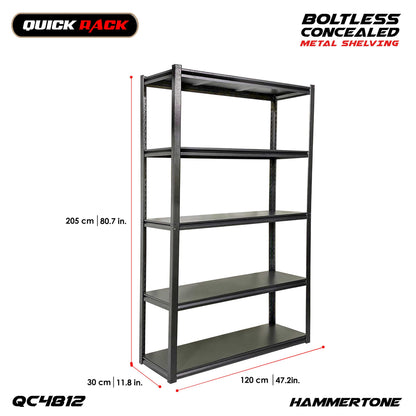 QUICK RACK Boltless All Metal Concealed Post Storage Rack Shelving 150kg Capacity