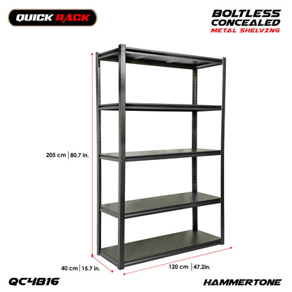 QUICK RACK Boltless All Metal Concealed Post Storage Rack Shelving 150kg Capacity
