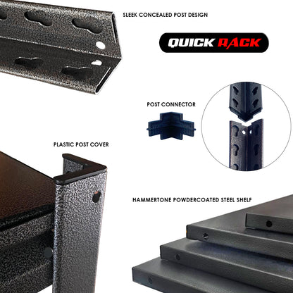 QUICK RACK Boltless All Metal Concealed Post Storage Rack Shelving 150kg Capacity