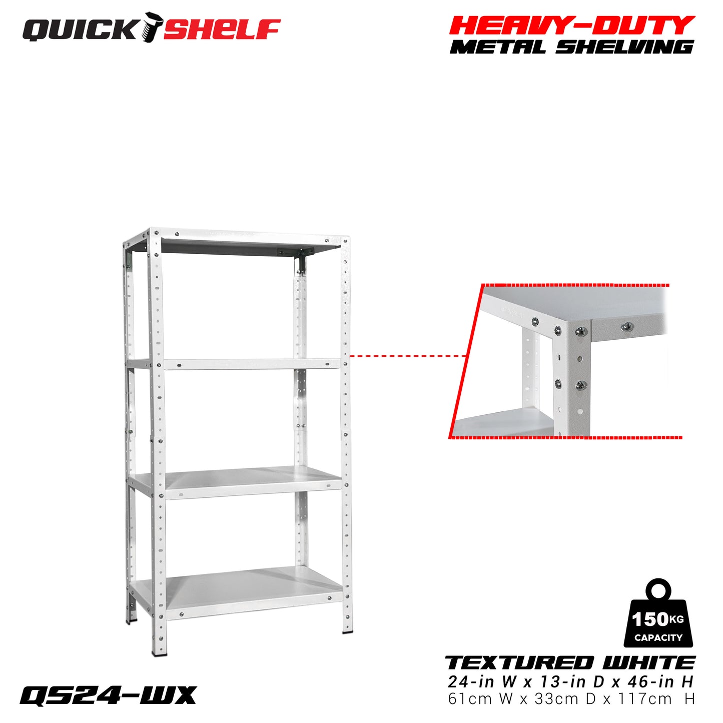 QuickShelf General Purpose Shelving, 20Gauge, Bolt&Nut, Powdercoat Finish