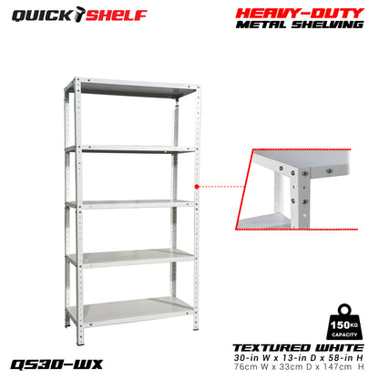 QuickShelf General Purpose Shelving, 20Gauge, Bolt&Nut, Powdercoat Finish