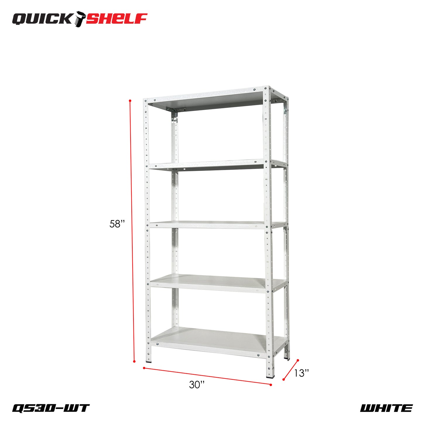 QuickShelf General Purpose Shelving, 20Gauge, Bolt&Nut, Powdercoat Finish