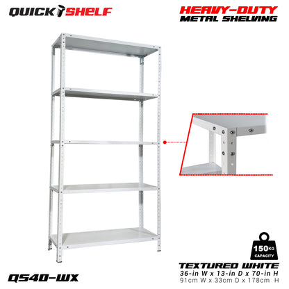 QuickShelf General Purpose Shelving, 20Gauge, Bolt&Nut, Powdercoat Finish