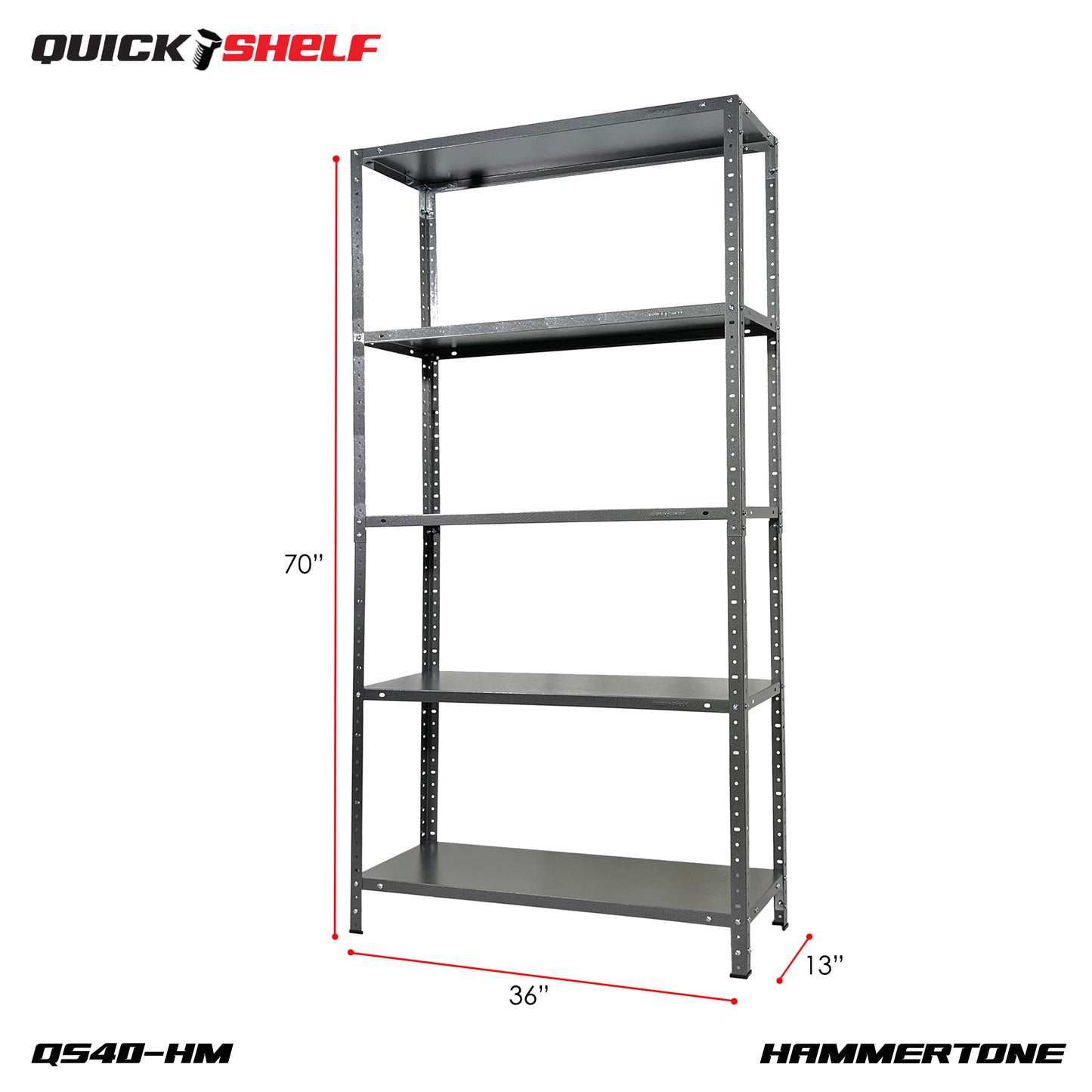 QuickShelf General Purpose Shelving, 20Gauge, Bolt&Nut, Powdercoat Finish