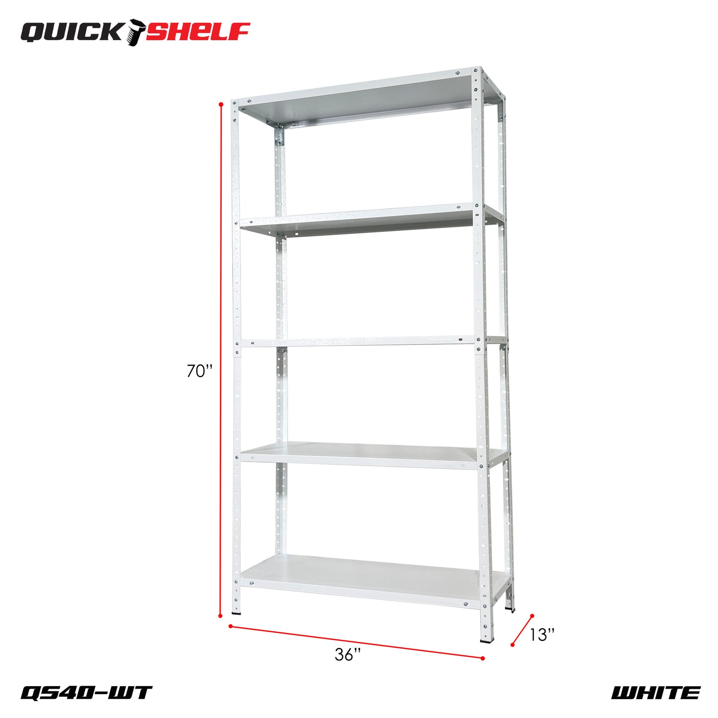 QuickShelf General Purpose Shelving, 20Gauge, Bolt&Nut, Powdercoat Finish
