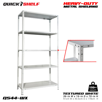 QuickShelf General Purpose Shelving, 20Gauge, Bolt&Nut, Powdercoat Finish