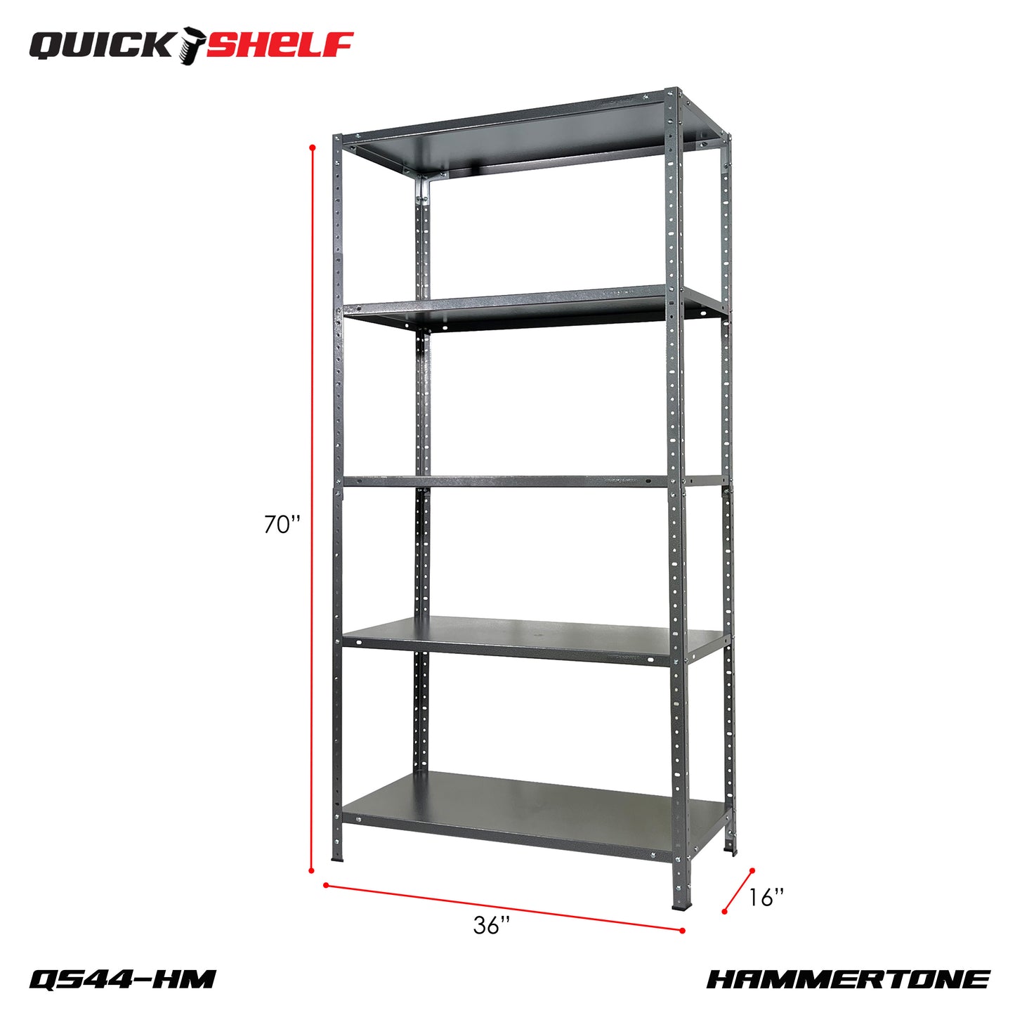 QuickShelf General Purpose Shelving, 20Gauge, Bolt&Nut, Powdercoat Finish