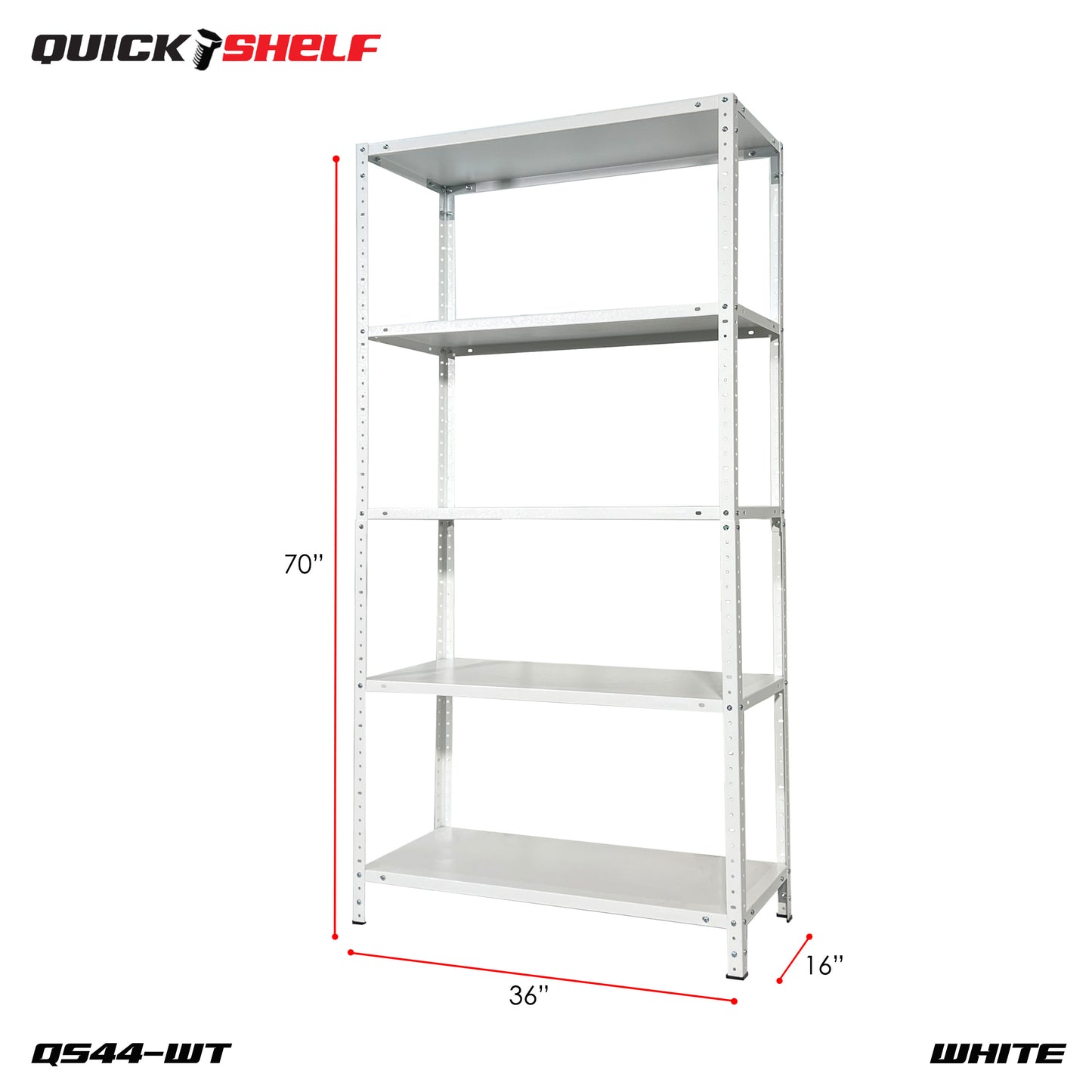QuickShelf General Purpose Shelving, 20Gauge, Bolt&Nut, Powdercoat Finish