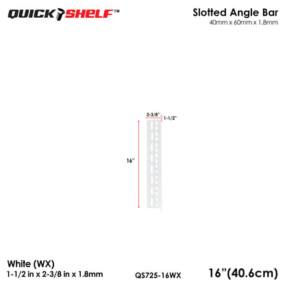 Quickshelf Big Slotted Angle Bar QS725, 1.5"x2.4"x1.8mm, DIY Heavy-Duty Storage Shelving [CAN EDIT]