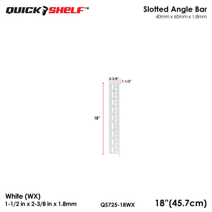 Quickshelf Big Slotted Angle Bar QS725, 1.5"x2.4"x1.8mm, DIY Heavy-Duty Storage Shelving [CAN EDIT]