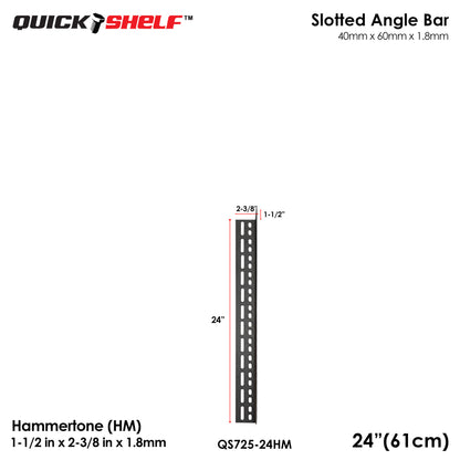 Quickshelf Big Slotted Angle Bar QS725, 1.5"x2.4"x1.8mm, DIY Heavy-Duty Storage Shelving [CAN EDIT]