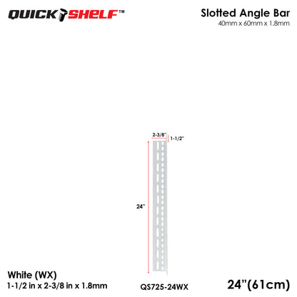 Quickshelf Big Slotted Angle Bar QS725, 1.5"x2.4"x1.8mm, DIY Heavy-Duty Storage Shelving [CAN EDIT]