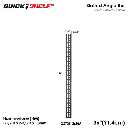 Quickshelf Big Slotted Angle Bar QS725, 1.5"x2.4"x1.8mm, DIY Heavy-Duty Storage Shelving [CAN EDIT]