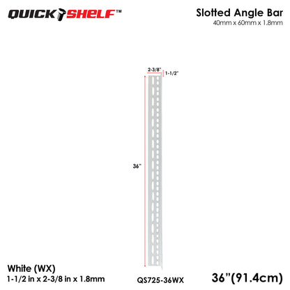 Quickshelf Big Slotted Angle Bar QS725, 1.5"x2.4"x1.8mm, DIY Heavy-Duty Storage Shelving [CAN EDIT]