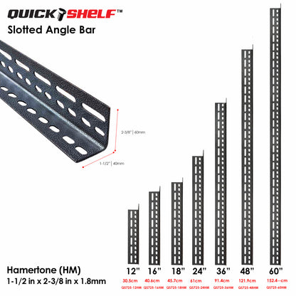 Quickshelf Big Slotted Angle Bar QS725, 1.5"x2.4"x1.8mm, DIY Heavy-Duty Storage Shelving [CAN EDIT]