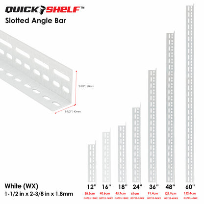 Quickshelf Big Slotted Angle Bar QS725, 1.5"x2.4"x1.8mm, DIY Heavy-Duty Storage Shelving [CAN EDIT]