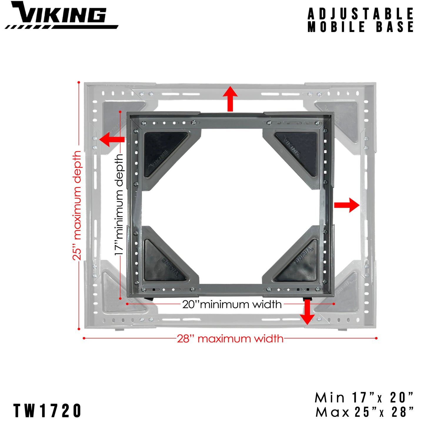 VIKING Adjustable Mobile Base for Appliances Heavy Duty Twin Wheel with Double Brake 300 kilo capacity