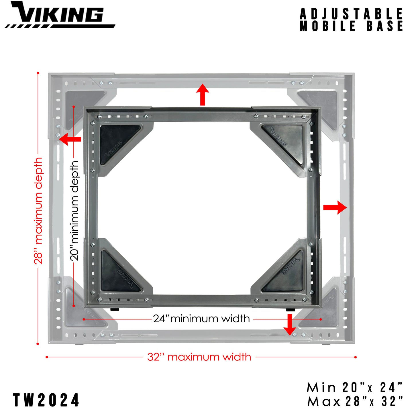 VIKING Adjustable Mobile Base for Appliances Heavy Duty Twin Wheel with Double Brake 300 kilo capacity