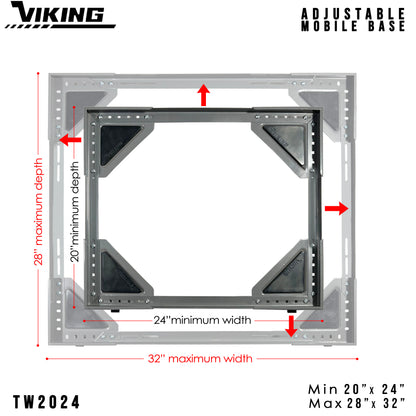 VIKING Adjustable Mobile Base for Appliances Heavy Duty Twin Wheel with Double Brake 300 kilo capacity