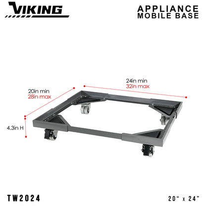 VIKING Adjustable Mobile Base for Appliances Heavy Duty Twin Wheel with Double Brake 300 kilo capacity