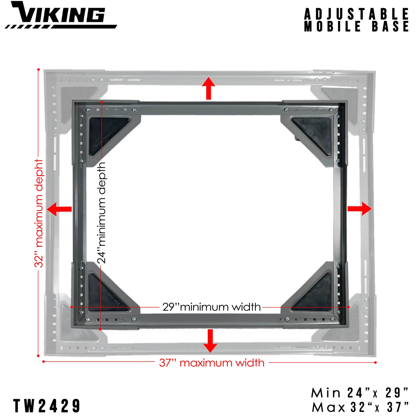 VIKING Adjustable Mobile Base for Appliances Heavy Duty Twin Wheel with Double Brake 300 kilo capacity