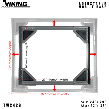 VIKING Adjustable Mobile Base for Appliances Heavy Duty Twin Wheel with Double Brake 300 kilo capacity