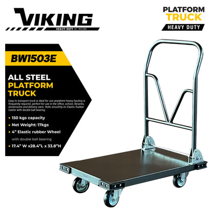 Viking Heavy-Duty All-Steel Platform Truck Foldable Handle Trolley Pushcart