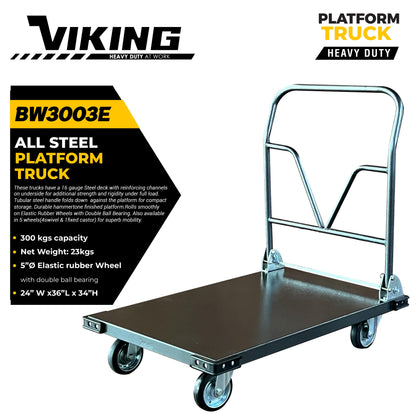 Viking Heavy-Duty All-Steel Platform Truck Foldable Handle Trolley Pushcart