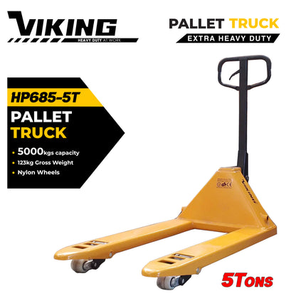 Viking Heavy Duty Hand Pallet Truck 5-Ton | 5000kgs Load Capacity | Nylon Wheels | For Heavy Industrial Material Handling