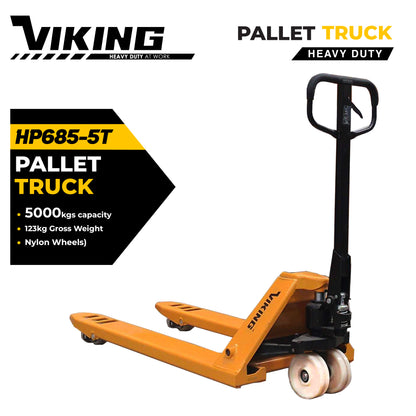 Viking Heavy Duty Hand Pallet Truck 5-Ton | 5000kgs Load Capacity | Nylon Wheels | For Heavy Industrial Material Handling