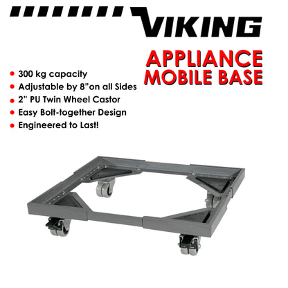 VIKING Adjustable Mobile Base for Appliances Heavy Duty Twin Wheel with Double Brake 300 kilo capacity
