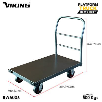 Viking Heavy-Duty All-Steel Platform Truck Foldable Handle Trolley Pushcart