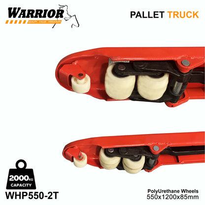 Warrior Hand Pallet Truck 2-Tons | 2000kgs Load Capacity | Polypropylene Wheels | For Material Handling