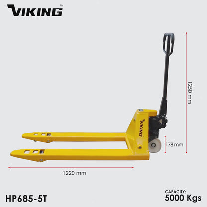 Viking Heavy Duty Hand Pallet Truck 5-Ton | 5000kgs Load Capacity | Nylon Wheels | For Heavy Industrial Material Handling